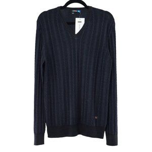 NWT New J Lindeberg Men Merino Wool V Neck Cable Knit Golf Sweater Pullover Sz L